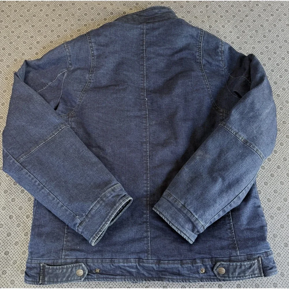 Levi's Jacket Mens Medium Blue Denim Quilted Lined Zip Snap Front Stand Collar
